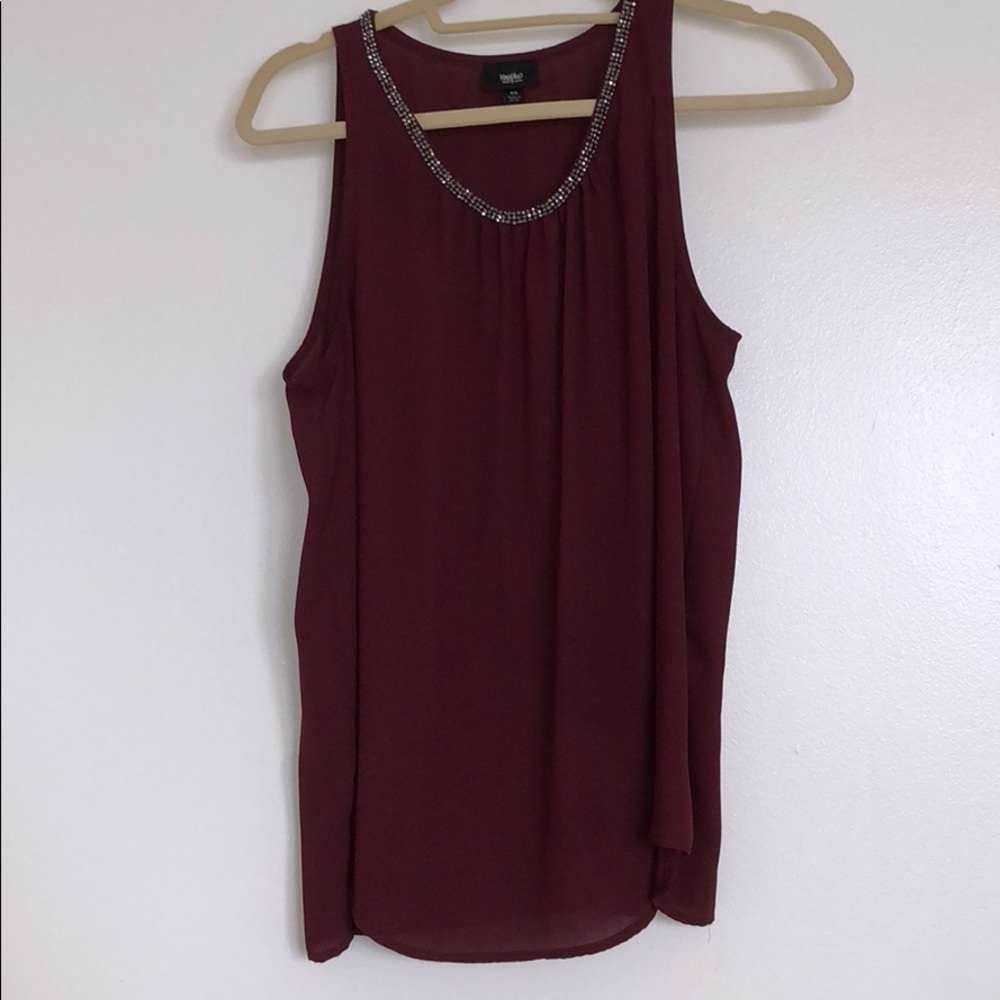 Maroon blouse with sequin scoop neck